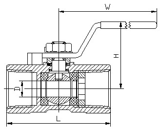 一片式内螺纹球阀 结构图 